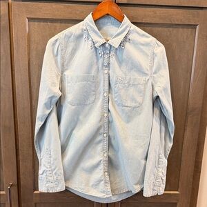 Vintage Abercrombie & Fitch Chambray Denim Shirt with Embellished Collar